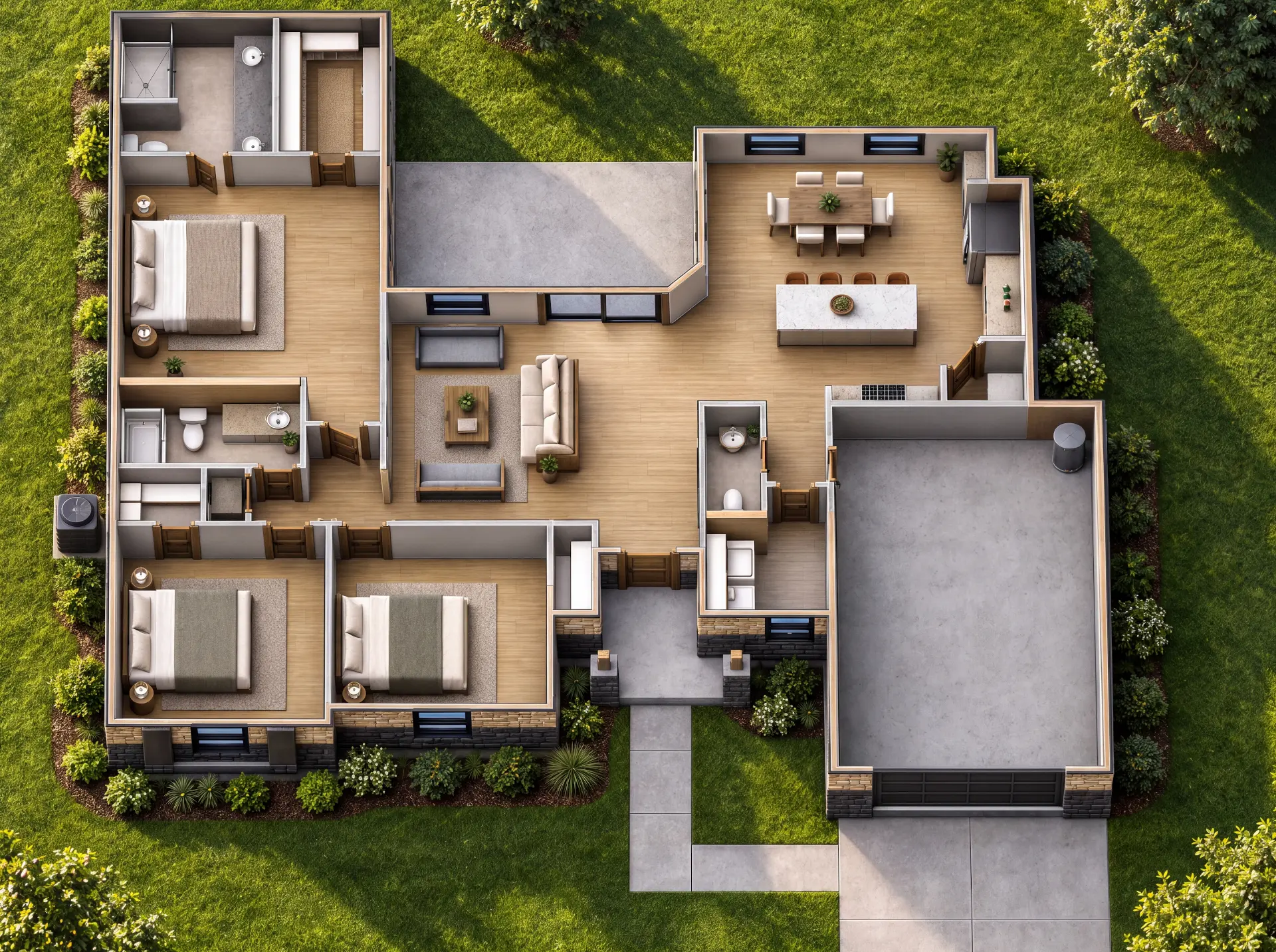 3D floor plan of the featured White Hill Estates home