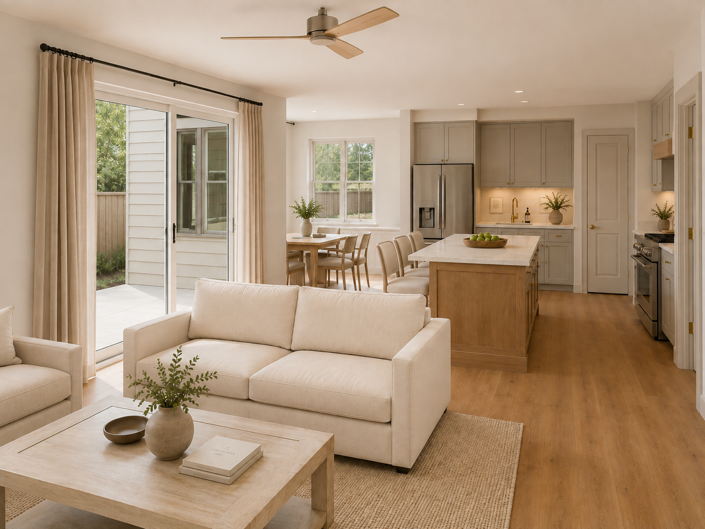 Open-concept living and dining area in a White Hill Estates home