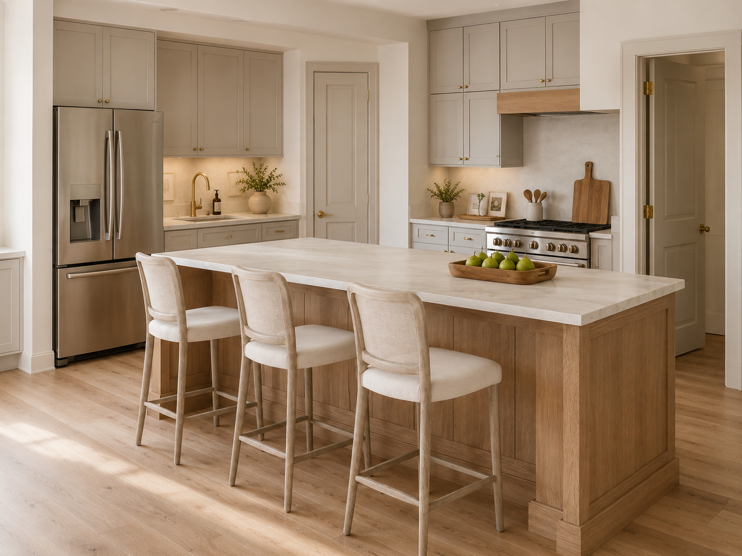 Open kitchen with island in a White Hill Estates home